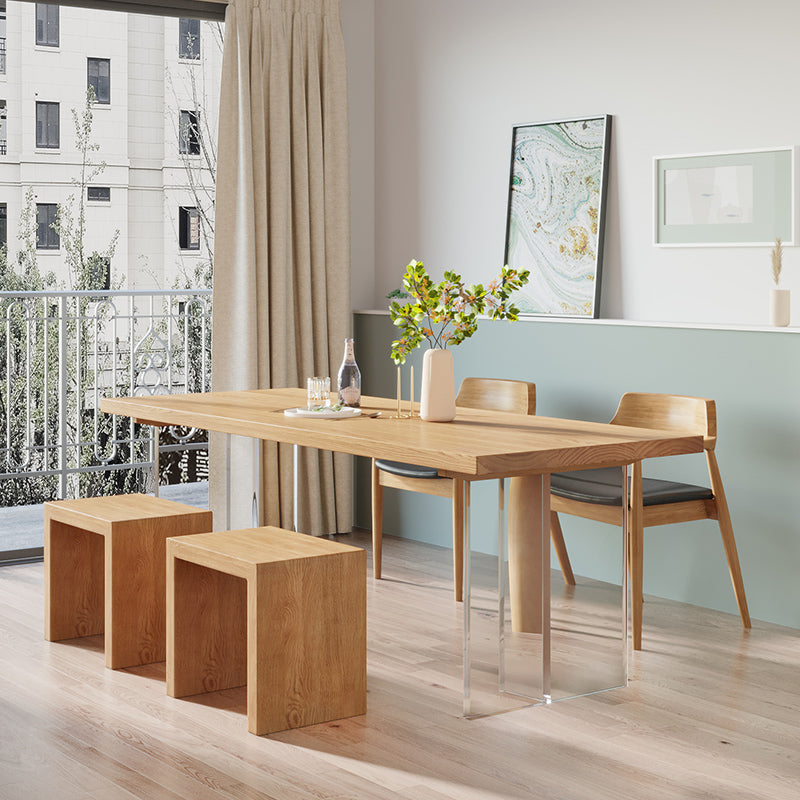 Modern Solid Wood Dinette Table Acrylic Base Dining Table for Living Room