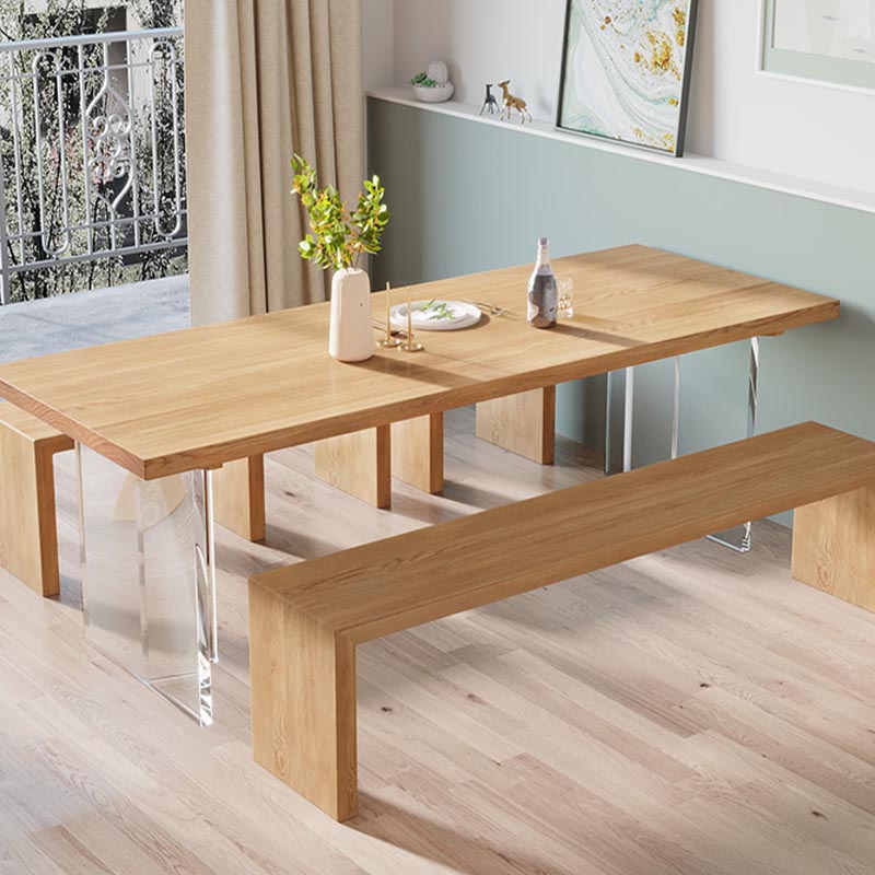 Modern Solid Wood Dinette Table Acrylic Base Dining Table for Living Room