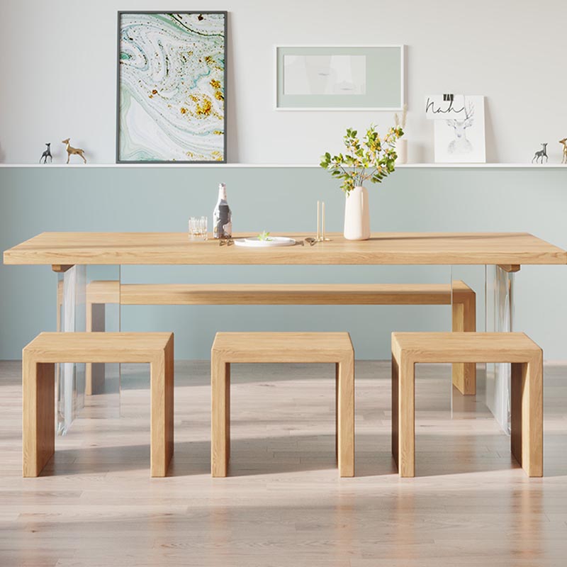 Modern Solid Wood Dinette Table Acrylic Base Dining Table for Living Room