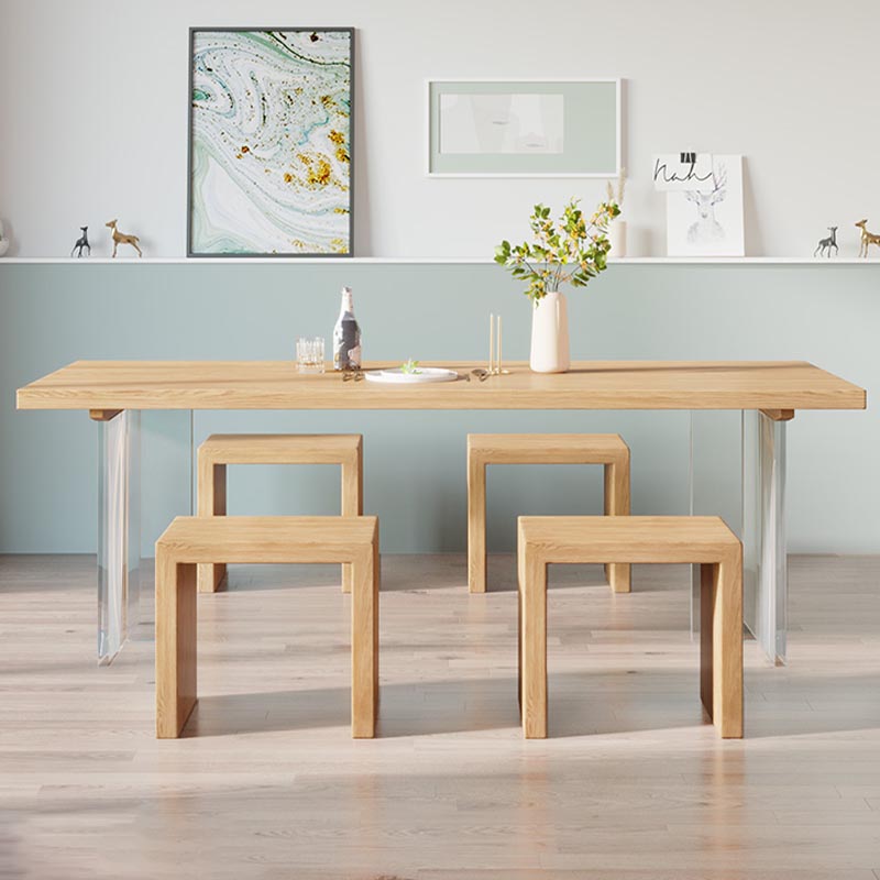 Modern Solid Wood Dinette Table Acrylic Base Dining Table for Living Room
