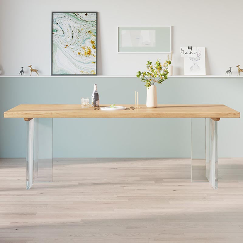 Modern Solid Wood Dinette Table Acrylic Base Dining Table for Living Room