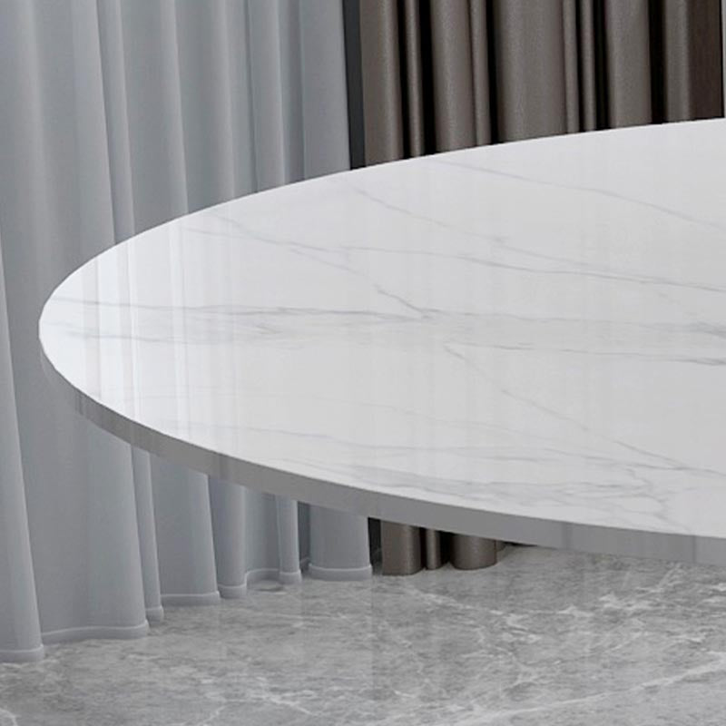 Round Marble Top Dining Table in White Traditional Luxury Dining Table