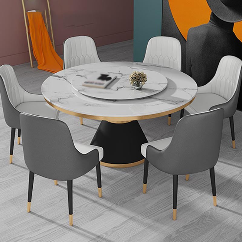 White Marble Top Dining Site Table Traditional Luxury Round Pedestal Table