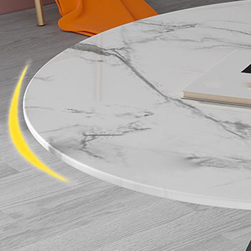 White Marble Top Dining Site Table Traditional Luxury Round Pedestal Table