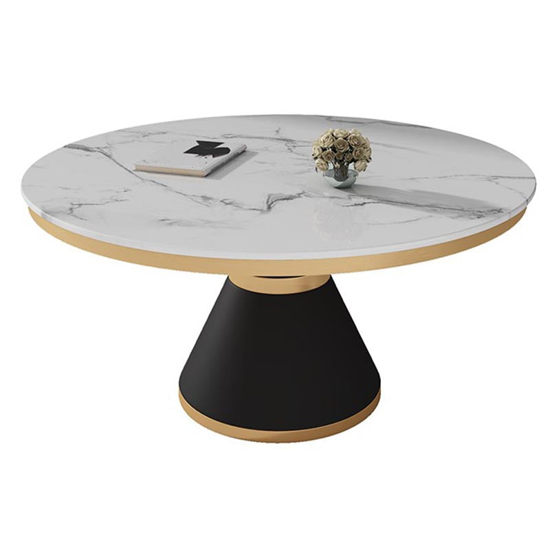 White Marble Top Dining Site Table Traditional Luxury Round Pedestal Table