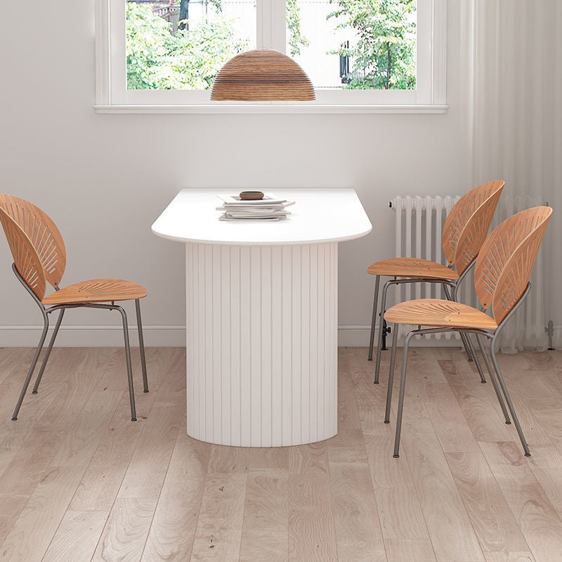 Contemporary White Stone Top Dinette Table White Base Dining Table for Living Room