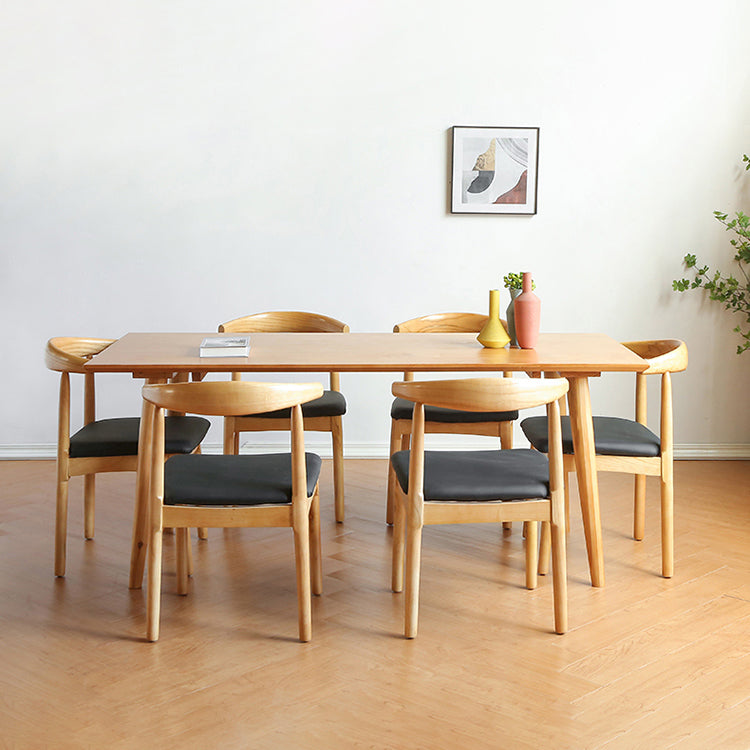 Solid Wood Dining Table Modern Brown Dining Table with 4 Legs