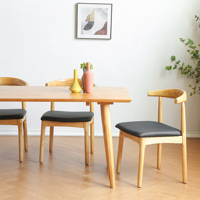 Solid Wood Dining Table Modern Brown Dining Table with 4 Legs