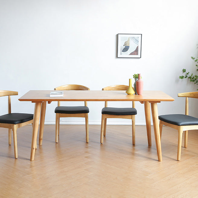 Solid Wood Dining Table Modern Brown Dining Table with 4 Legs