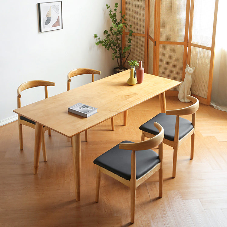 Solid Wood Dining Table Modern Brown Dining Table with 4 Legs