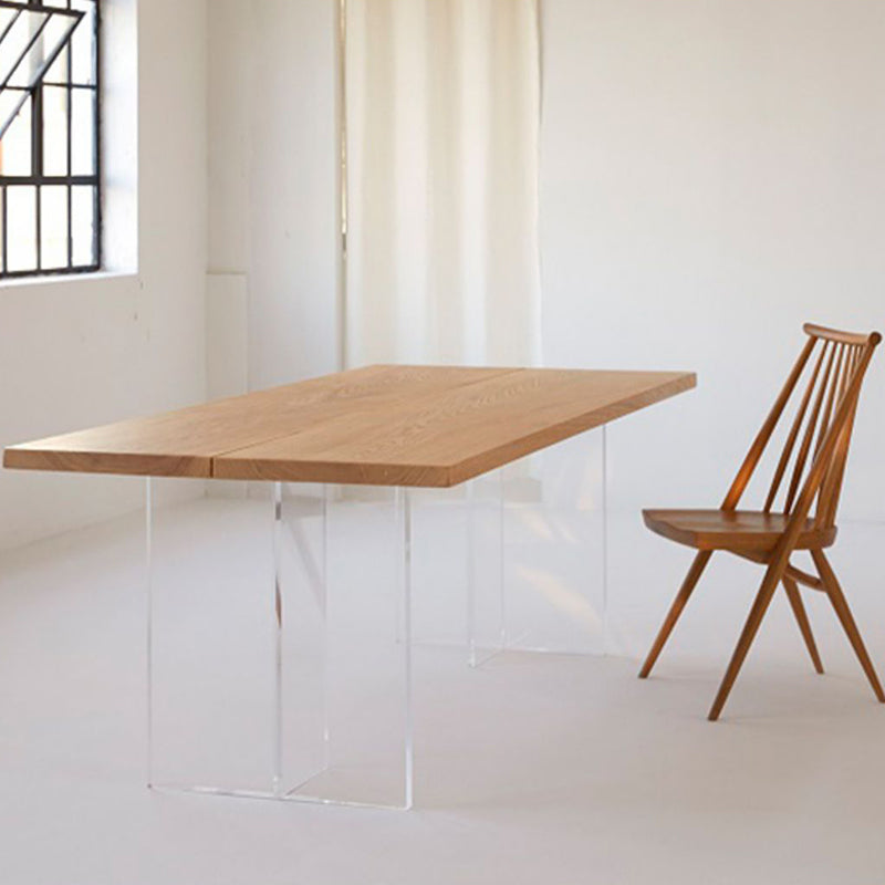 Pine Wood Dining Table Rectangle Dining Table with Sled Base