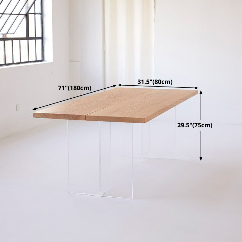 Pine Wood Dining Table Rectangle Dining Table with Sled Base