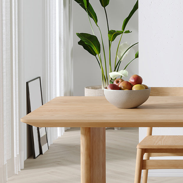 Modern Pine Wood Indoor Table for Restaurant Rectangle Dining Table with Double Pedestal