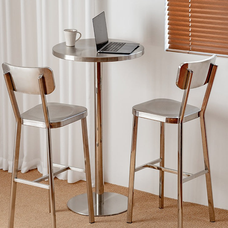 Metal Industrial Round Dining Table Steel Top Table with Pedestal Base