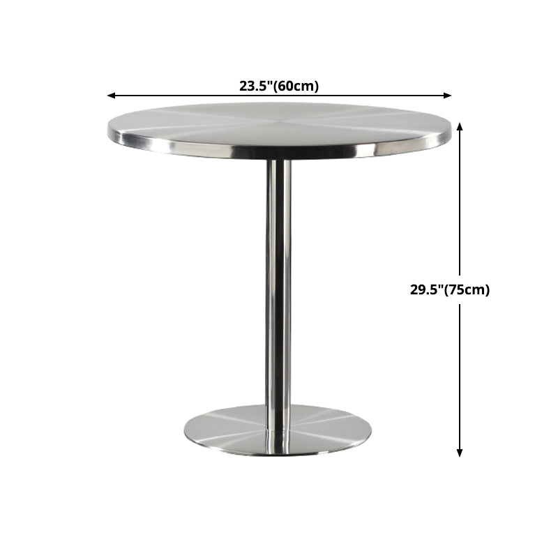 Metal Industrial Round Dining Table Steel Top Table with Pedestal Base