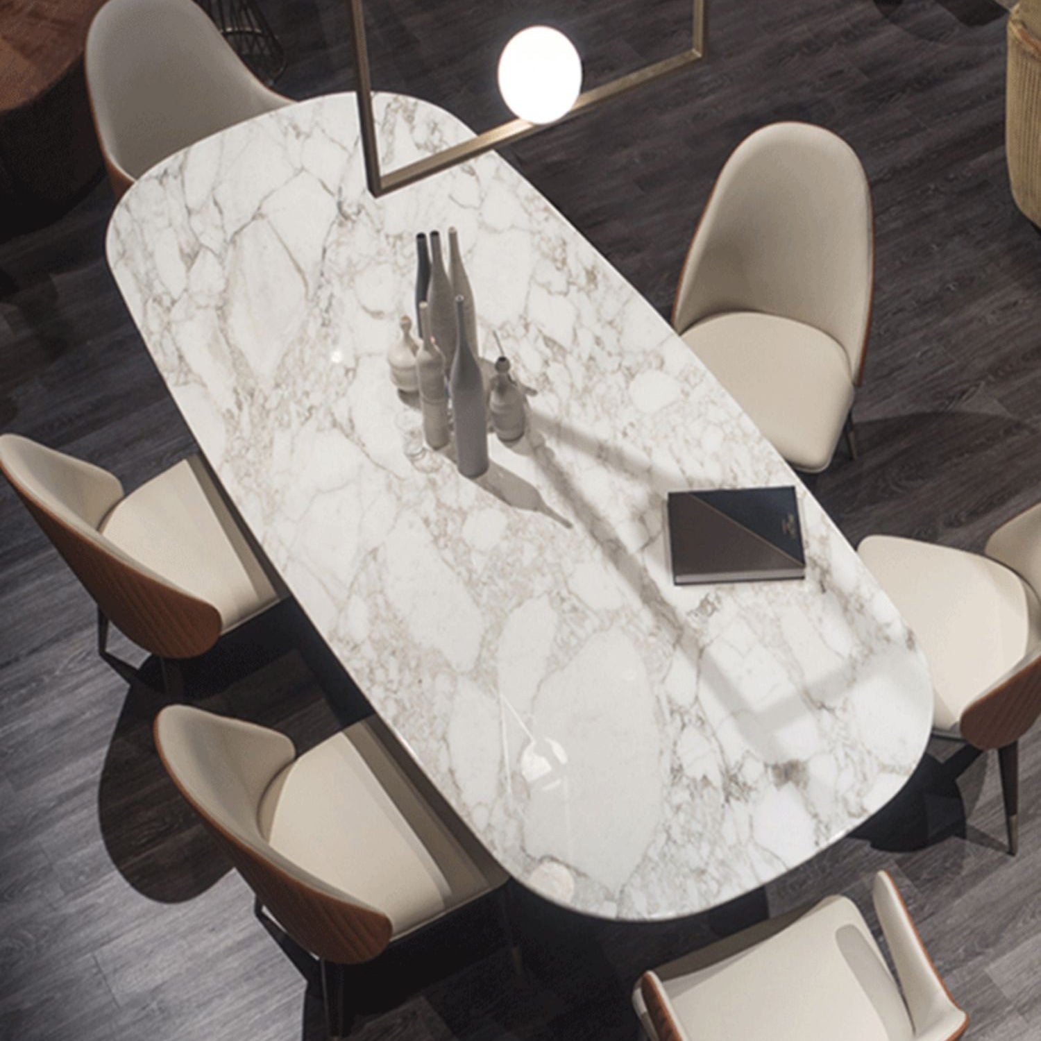 Rectangle Double Pedestal Furniture Luxury Style Stone Dining Room Collection