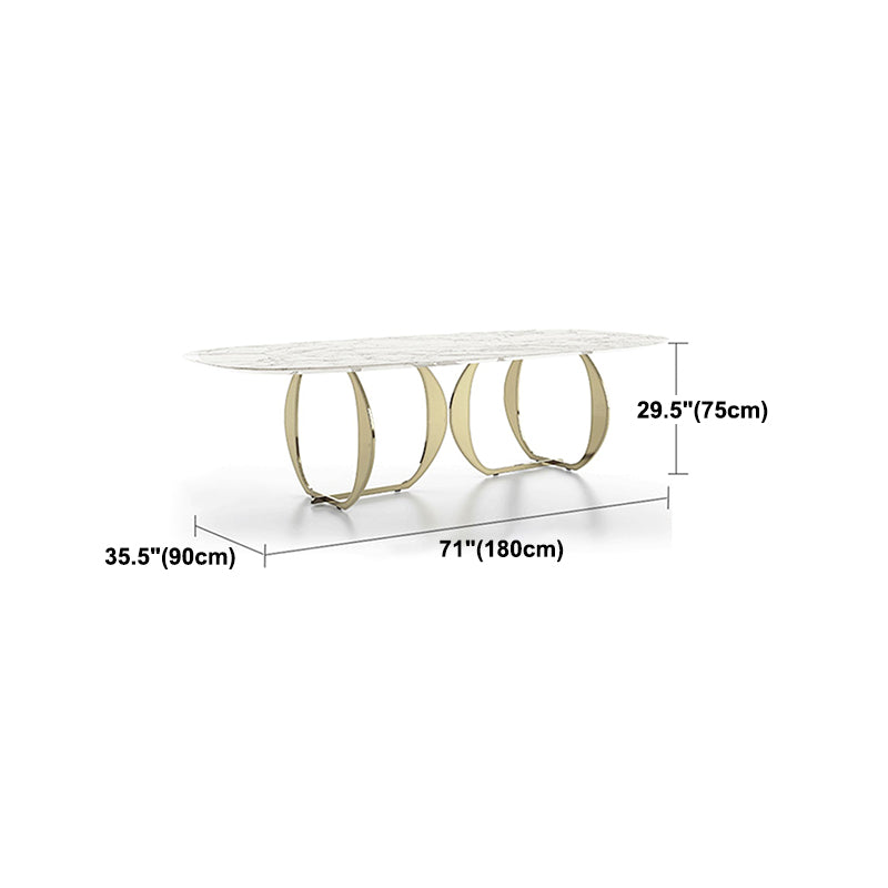 Rectangle Double Pedestal Furniture Luxury Style Stone Dining Room Collection