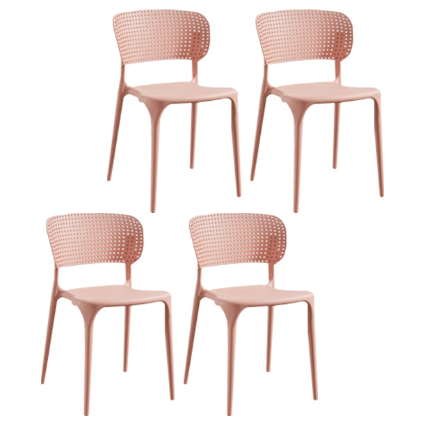 Glam Style Open Back Chair Plastic Stackable Dining Side Chair for Indoor