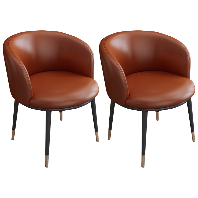 Faux Leather Contemporary Dining Chair with 4 Legs Matte Finish Solid Back Chair