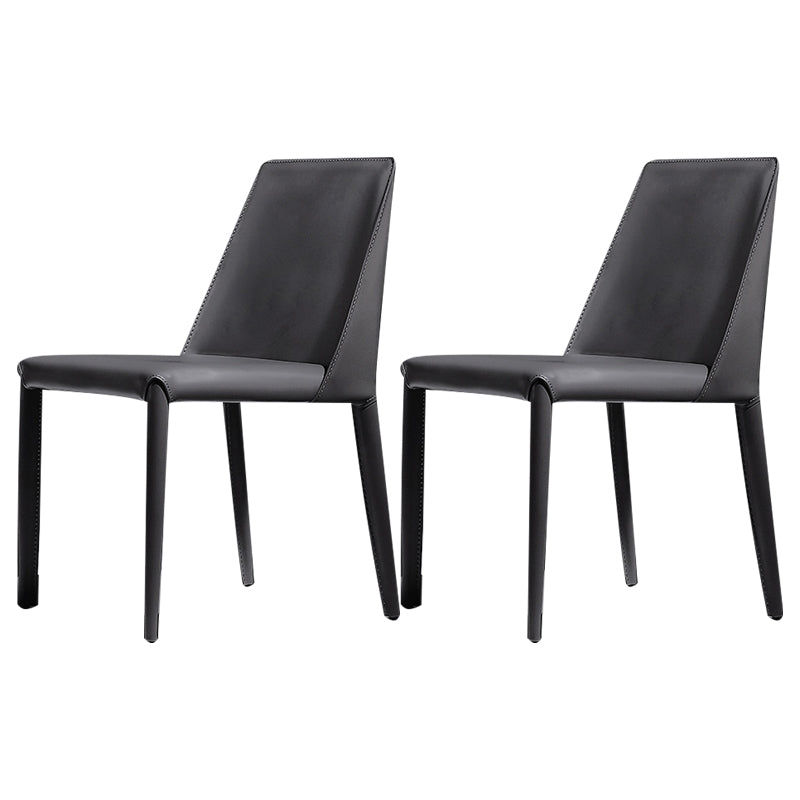 Faux Leather Indoor Upholstered Dining Chair Matte Finish Solid Back Side Chair