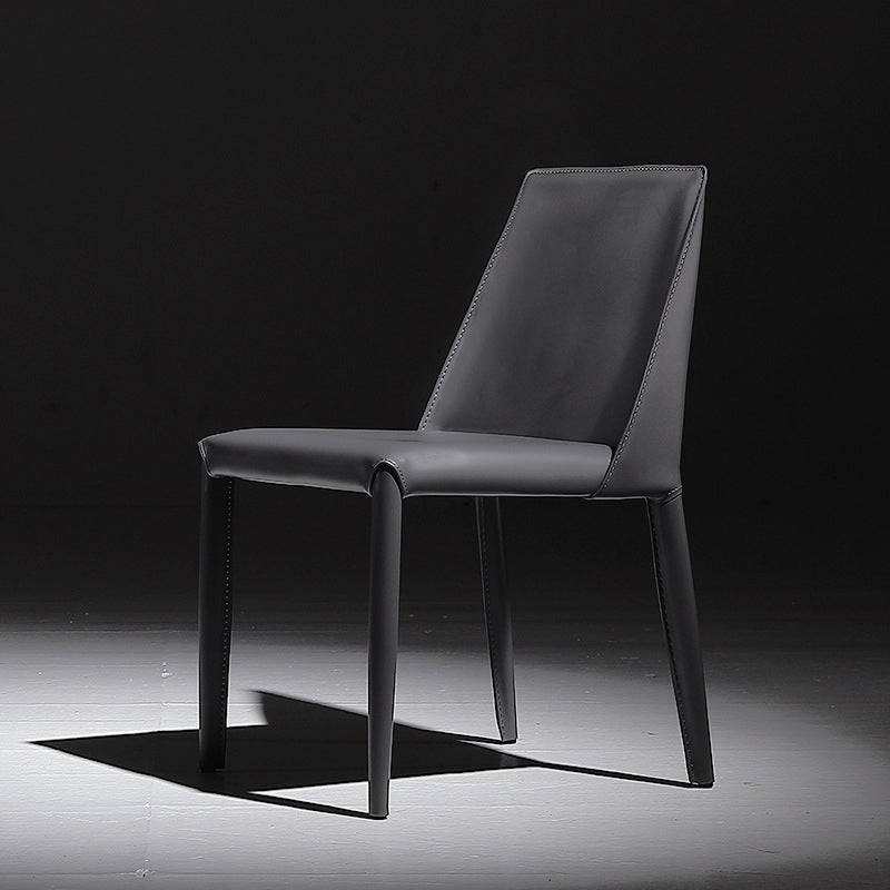 Faux Leather Indoor Upholstered Dining Chair Matte Finish Solid Back Side Chair