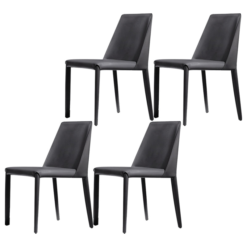 Faux Leather Indoor Upholstered Dining Chair Matte Finish Solid Back Side Chair
