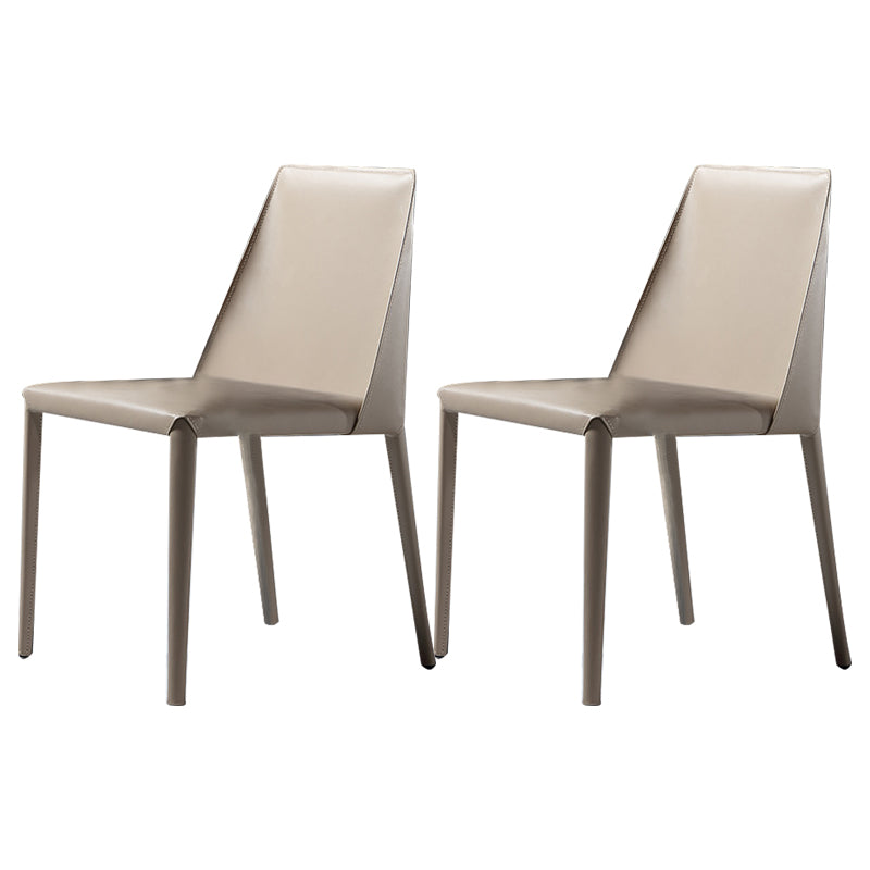 Faux Leather Indoor Upholstered Dining Chair Matte Finish Solid Back Side Chair