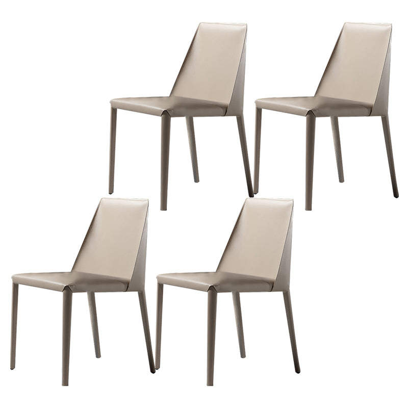 Faux Leather Indoor Upholstered Dining Chair Matte Finish Solid Back Side Chair