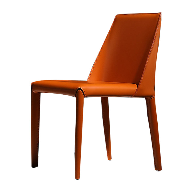 Faux Leather Indoor Upholstered Dining Chair Matte Finish Solid Back Side Chair