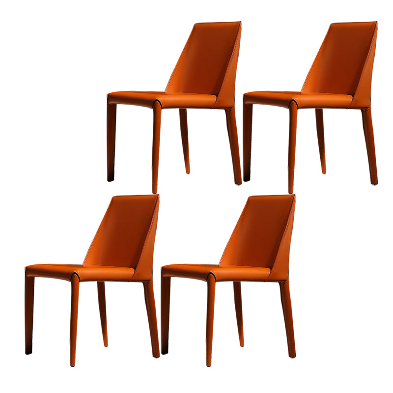 Faux Leather Indoor Upholstered Dining Chair Matte Finish Solid Back Side Chair