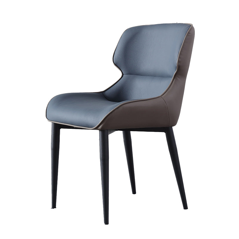 Contemporary Home Faux Leather Side Chair Metallic Finish Wingback Dining Chair