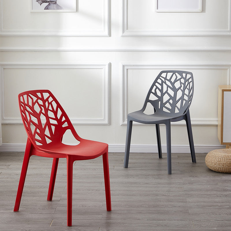 Glam Style Open Back Side Chair Plastic Stackable Dining Chair