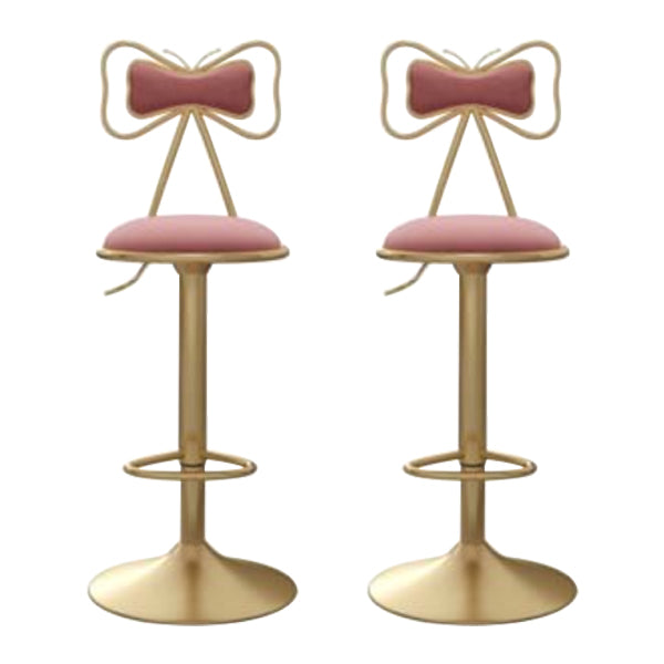 Glam Iron Adjustable Swivel Barstool Low Back Indoor Tall Stool with Upholstered Seat