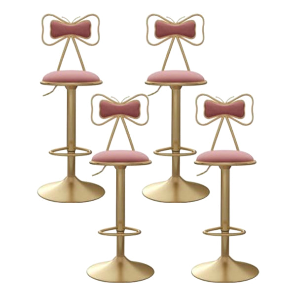 Glam Iron Adjustable Swivel Barstool Low Back Indoor Tall Stool with Upholstered Seat