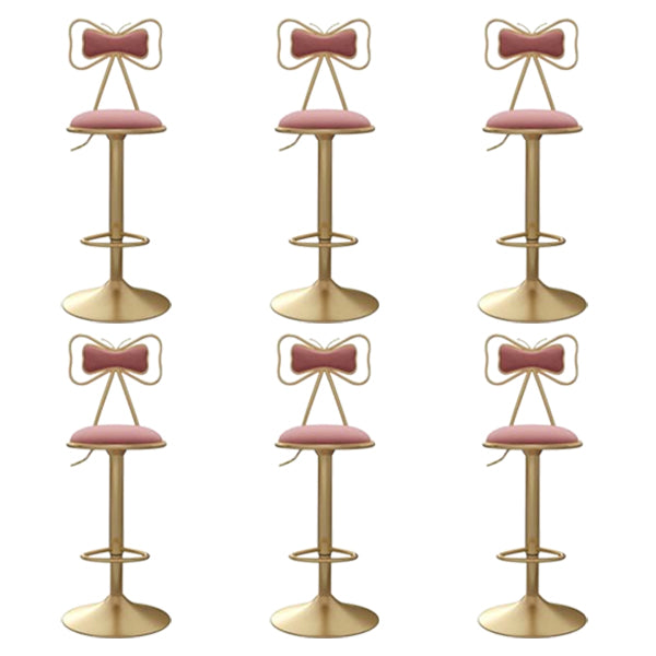 Glam Iron Adjustable Swivel Barstool Low Back Indoor Tall Stool with Upholstered Seat