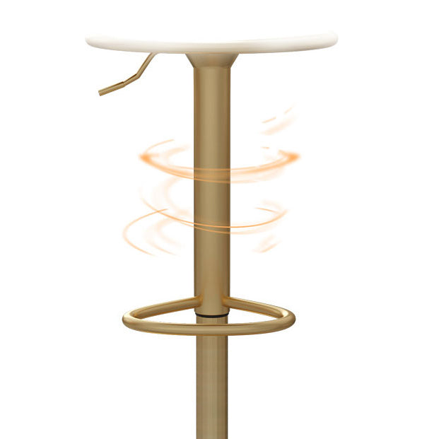 Glam Iron Adjustable Swivel Barstool Low Back Indoor Tall Stool with Upholstered Seat