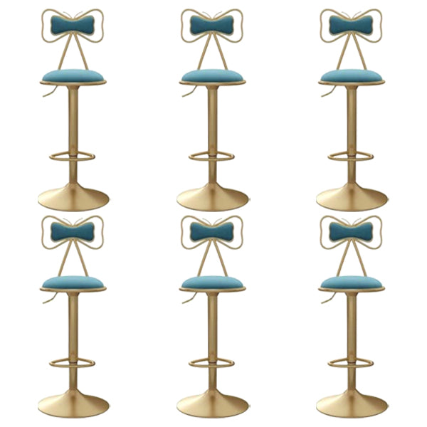 Glam Iron Adjustable Swivel Barstool Low Back Indoor Tall Stool with Upholstered Seat