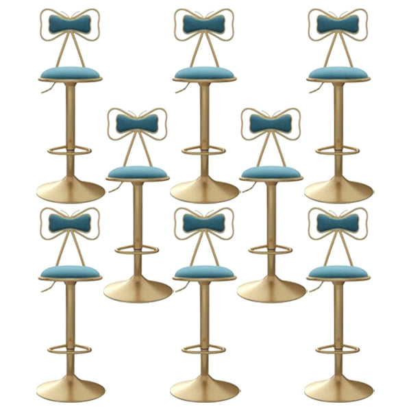 Glam Iron Adjustable Swivel Barstool Low Back Indoor Tall Stool with Upholstered Seat