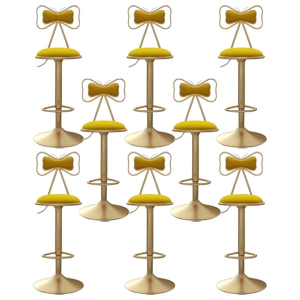 Glam Iron Adjustable Swivel Barstool Low Back Indoor Tall Stool with Upholstered Seat