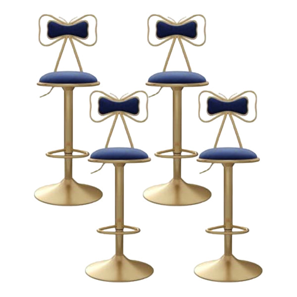 Glam Iron Adjustable Swivel Barstool Low Back Indoor Tall Stool with Upholstered Seat