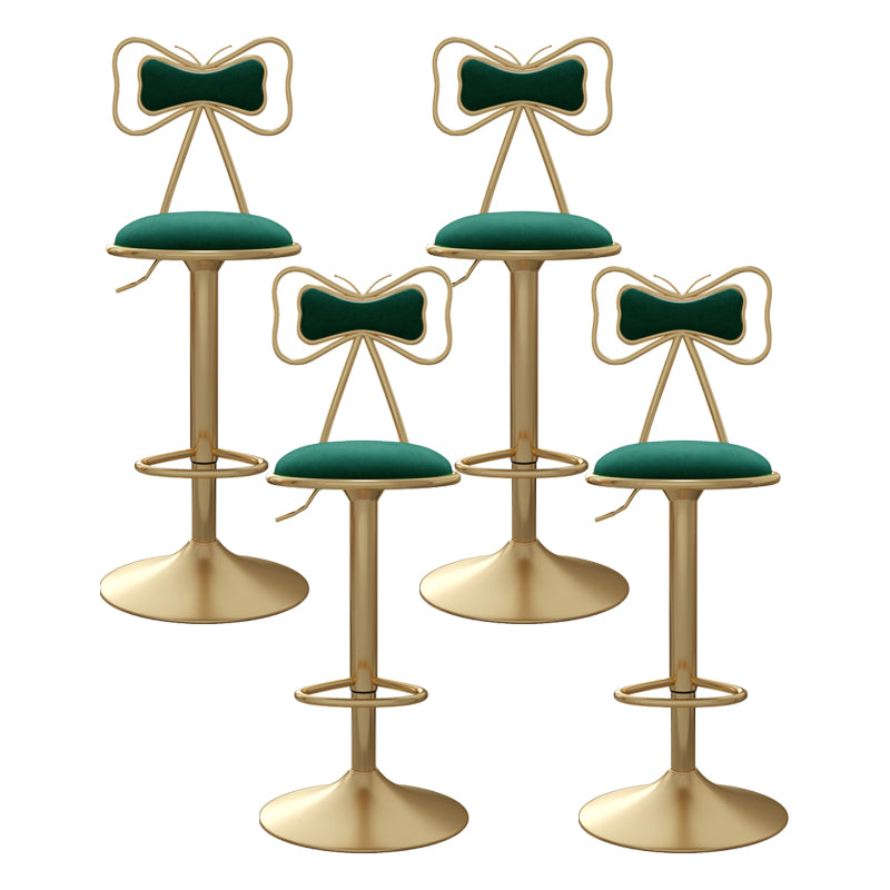 Glam Iron Adjustable Swivel Barstool Low Back Indoor Tall Stool with Upholstered Seat