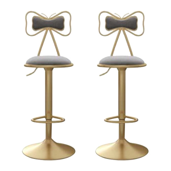 Glam Iron Adjustable Swivel Barstool Low Back Indoor Tall Stool with Upholstered Seat