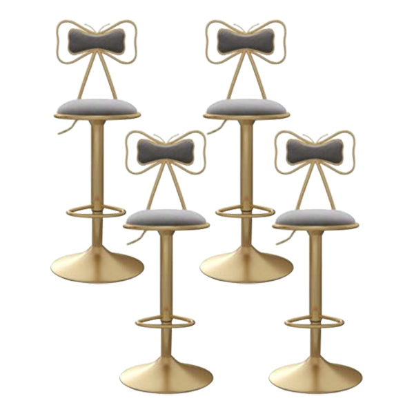 Glam Iron Adjustable Swivel Barstool Low Back Indoor Tall Stool with Upholstered Seat