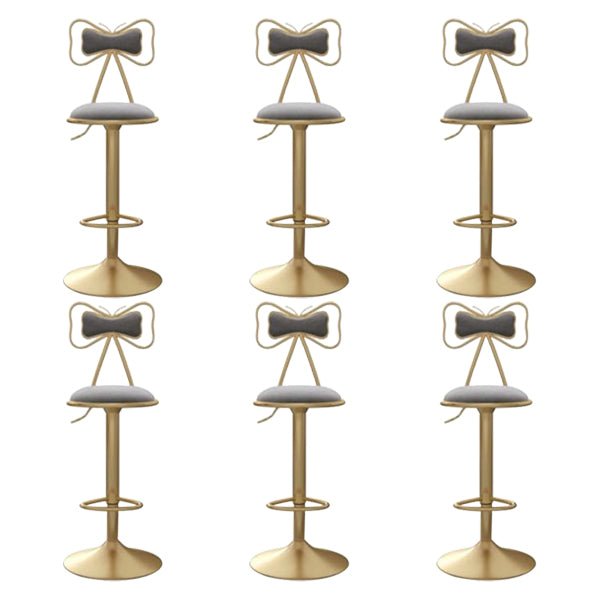 Glam Iron Adjustable Swivel Barstool Low Back Indoor Tall Stool with Upholstered Seat