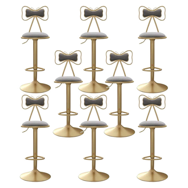 Glam Iron Adjustable Swivel Barstool Low Back Indoor Tall Stool with Upholstered Seat