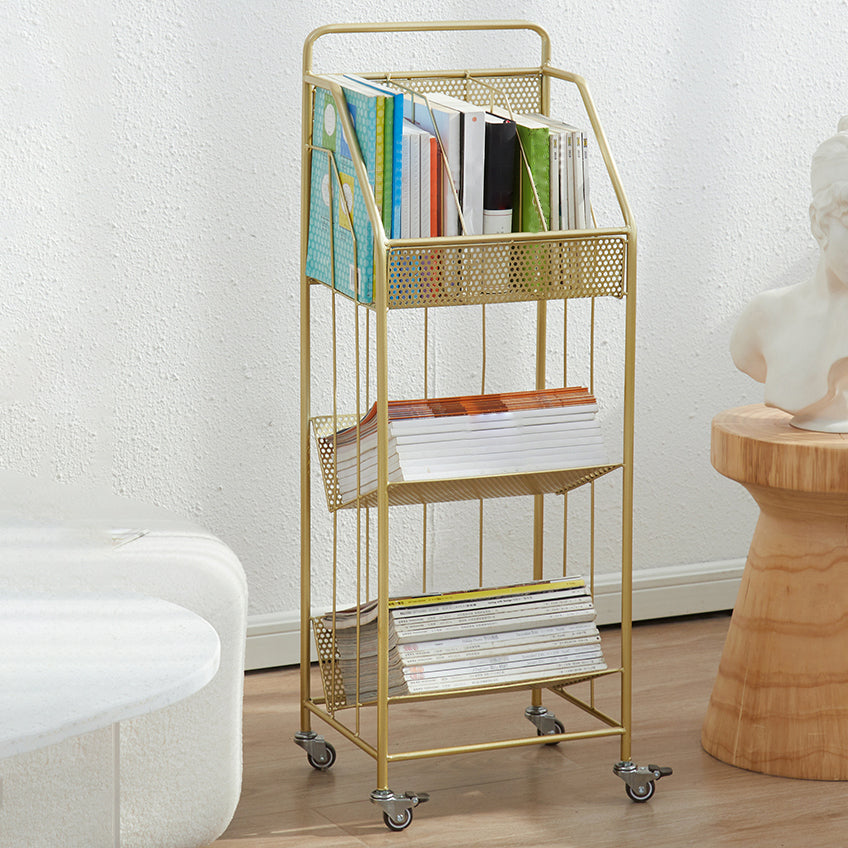 3-Shelf Metal Geometric Bookshelf Contemporary Closed Back Book Shelf,39" H x 11" W