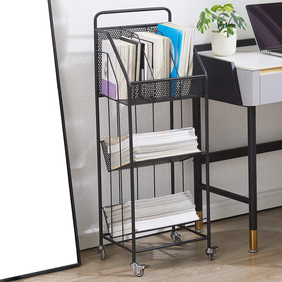 3-Shelf Metal Geometric Bookshelf Contemporary Closed Back Book Shelf,39" H x 11" W