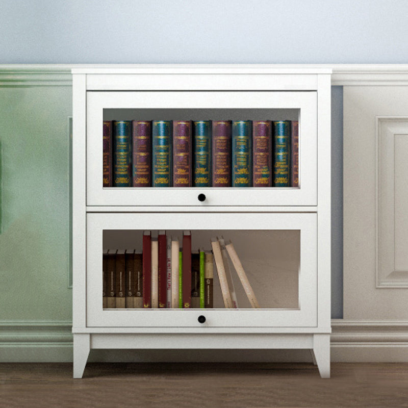 White Manufactured Wood Standard Bookcase Modern Bookshelf with Glass Doors