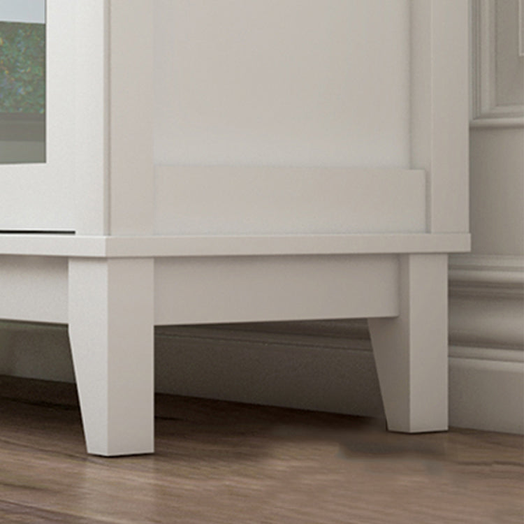 White Manufactured Wood Standard Bookcase Modern Bookshelf with Glass Doors