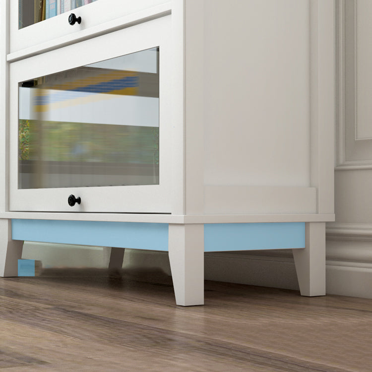 White Manufactured Wood Standard Bookcase Modern Bookshelf with Glass Doors